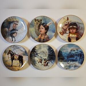 Vintage Native American 1980s 24K Gold Lipped Dish Lot of 6 By Gregory Perillo